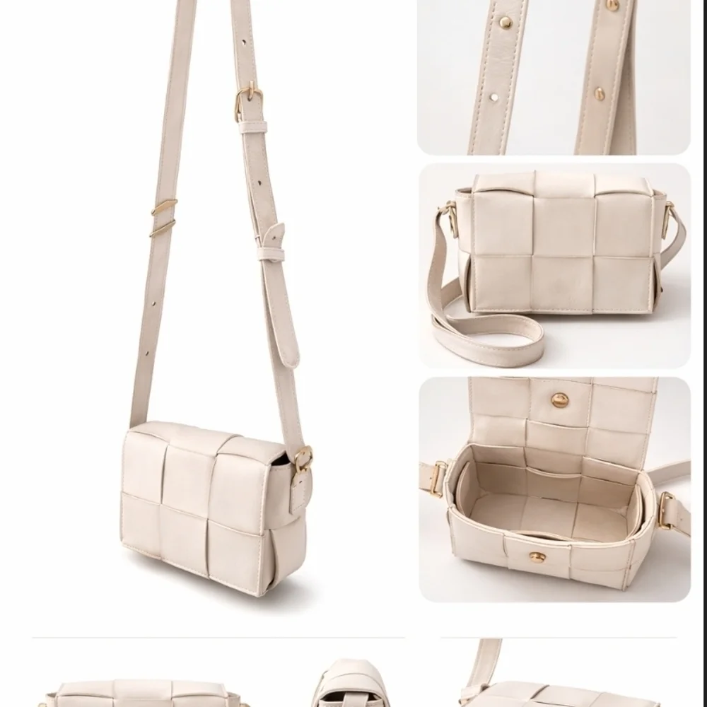 Bottega Style Woven Crossbody Bag Ivory Cream Small Minimalist - Picture 4 of 4